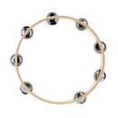 Kids 10" Hand Held Wood Headless Tambourine Bell with Metal Single Row Jing
