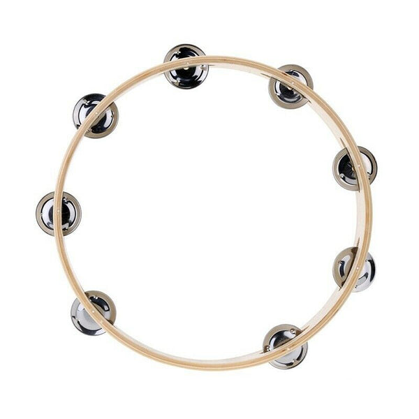 Kids 10" Hand Held Wood Headless Tambourine Bell with Metal Single Row Jing