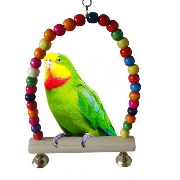 1x Great Wooden Bird Parrot Swing Toys Parakeet Cockatiel Lovebird Budgie Cag %o