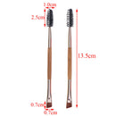 Beauty Makeup Bamboo Handle Eyebrow Brush + Eyebrow Comb Double-Ended Brushes TE