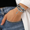Multi-Layer PU Braided Turquoise Bracelet Women Men Circle Bangles Jewelry