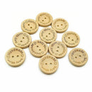 100 Buttons Natural Wood Round Shape With 2 Holes Sewing Stitching Knit Hab