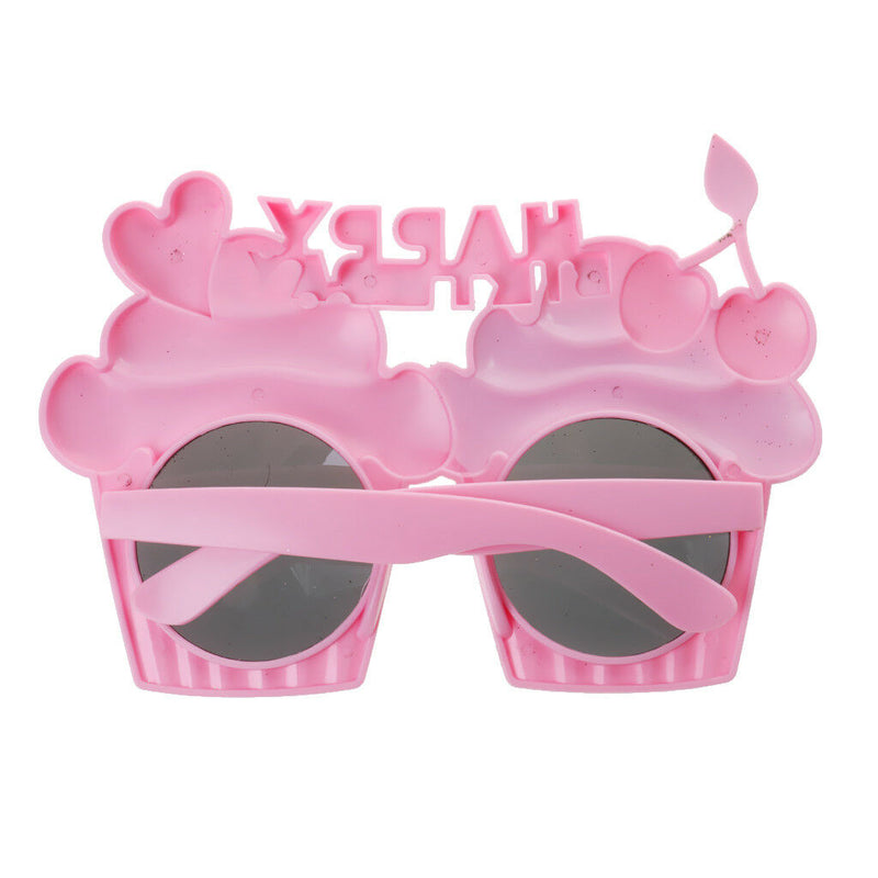 Glitter Happy Birthday Cupcake Cherry Sunglasses Glasses Fancy Dress Costume
