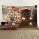 Christmas Tree Snowy Sky Wall Art Hanging Tapestry Dorm Bedspread Decor H