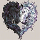 DIY 5D white black horse heart Diamond Painting Embroidery Cross Stitch Decor LJ