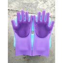1 pair Silicone Dish Scrubber Rubber Gloves Food Grade Cleaning Sponge Dish Y8P7