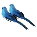 2pcs Blue Artificial Feathered Foam Birds with Clips Outdoor Garden Tree Decor