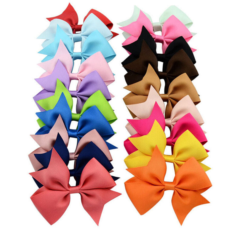 20PCs Baby 10cm Hair Bow Boutique Girl Alligator Clips Grosgrain Ribbon-HeadJC+