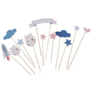 72pcs Happy Birthday Cake Banner Flag Baby Girl Baby Shower Cake Food Picks
