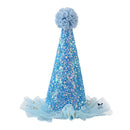 Pet Cat Dog Happy Birthday Headwear Hat Saliva Towel Party Costume (Blue)