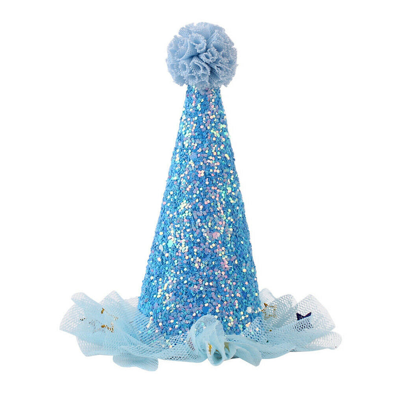 Pet Cat Dog Happy Birthday Headwear Hat Saliva Towel Party Costume (Blue)