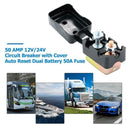 50 AMP 12V/24V Circuit Breaker with Cover Auto Reset Dual Battery 50A Fuse