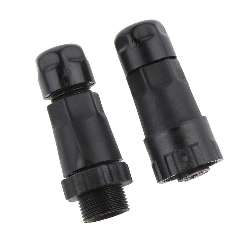 3 Pins Male Plug Female Socket Power Connector 15A IP6 Waterproof Black