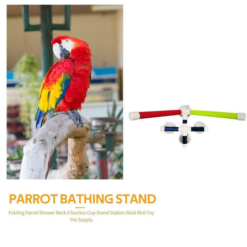 Parrot Shower Rack 4 Sucker Folding Bird Stand Platform Stick Pet Products