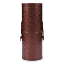 Portable PU Leather Cosmetic Storage Box Makeup Pen Brush Cup (S Brown) A