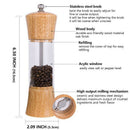 Acrylic Salt and Pepper Grinder Set, Wooden Salt and Pepper Mills- Shakers