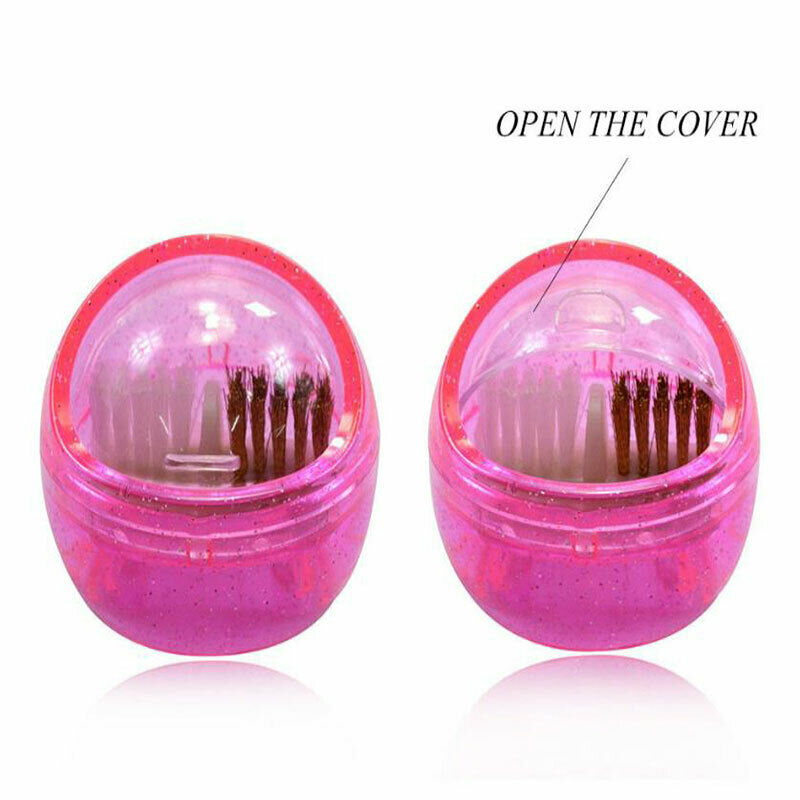 Nail Art Dual Clean Brush Head Drill Bit Cleanser Box Polishing Buffing ManiS Ew
