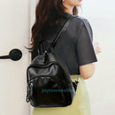 Fashion Women Black PU Leather Backpack Travel Rucksack Handbag Clutch Satche