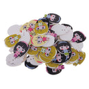 50Pcs Lovely Cartoon Girs Wooden Buttons for Kids Children Cardmaking