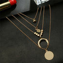 Multilayer Choker Horn Long Crescent Moon Pendant Necklace Chain Jewelry Wome JR
