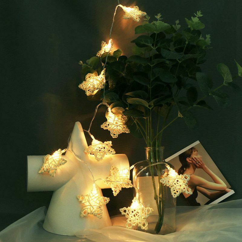 1.1M 10Led Star Rattan String Lights Led Fairy Lights Christmas Wedding Dec J8Y3