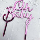 Oh Baby Pattern Happy Birthday Acrylic Cake Topper Babyshower Cupcake Topper ~ï¼ˆ