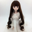 1:6 Lovely Curly Long Wig with Bang Coffee Hair for BJD Making & Repair