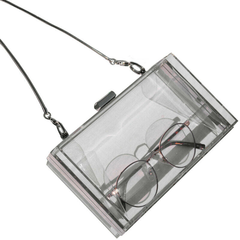 Acrylic Transparent Clutch Chain Box Women Shoulder Bags Hard Day Clutches  Y3I2