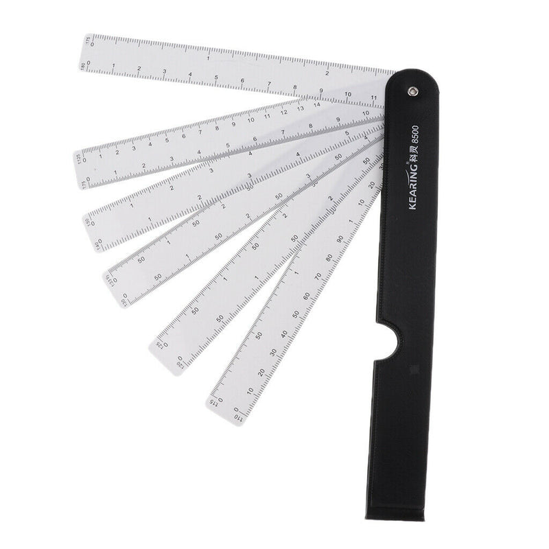 Set of 5 Foldable Fan Reduction Scale Ruler with 6 Blades for Engineering