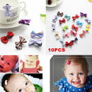 10Pcs Kids Boy Girl's Bow Ribbon Hair Bow Mini Latch Clips Hair Clip Hairpins