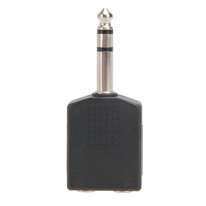 Stereo 6.35mm 1/4" 1 Male Plug to 2Mono Female Jack Audio Splitter Adapter K1B