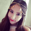 Boho Tassel Crystal Leaf Metal Headband Head Piece Hair Band Chain Jewelry