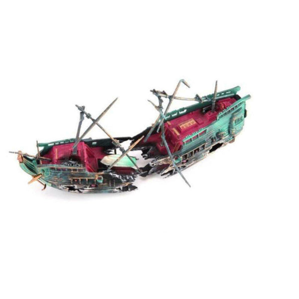Large Wreck Boat Sunk Ship Aquarium Ornament Fish Tank Cave Dec NVQ