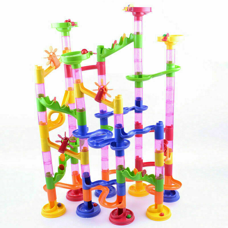 DIY Run Building Blocks Marble Race Game Christmas For Ki Construction Toys T5H3