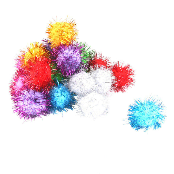 21Pcs Assorted Color Sparkle Balls Glitter Tinsel Balls Cat's All Time Favorite