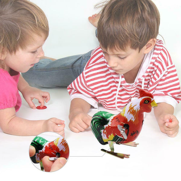 Retro Classic Nostalgia Tin Jumping Rooster Clockwork Wind Up Toys Gift #gib
