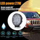 Round 27W Spot LED Off Road Work 9 LED Light 12V 24V SUV Car Truck Boat
