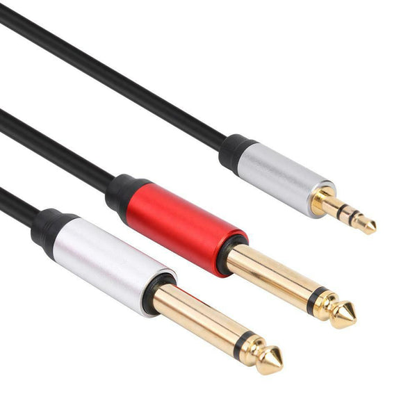 1.8m 3.5mm Male to Dual 6.35mm Male Audio Cable for Mixer Amplifier Speaker #gib