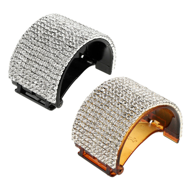 2 Pieces Blingbling Rhinestone Hair Grip Clip Crystal Cuff