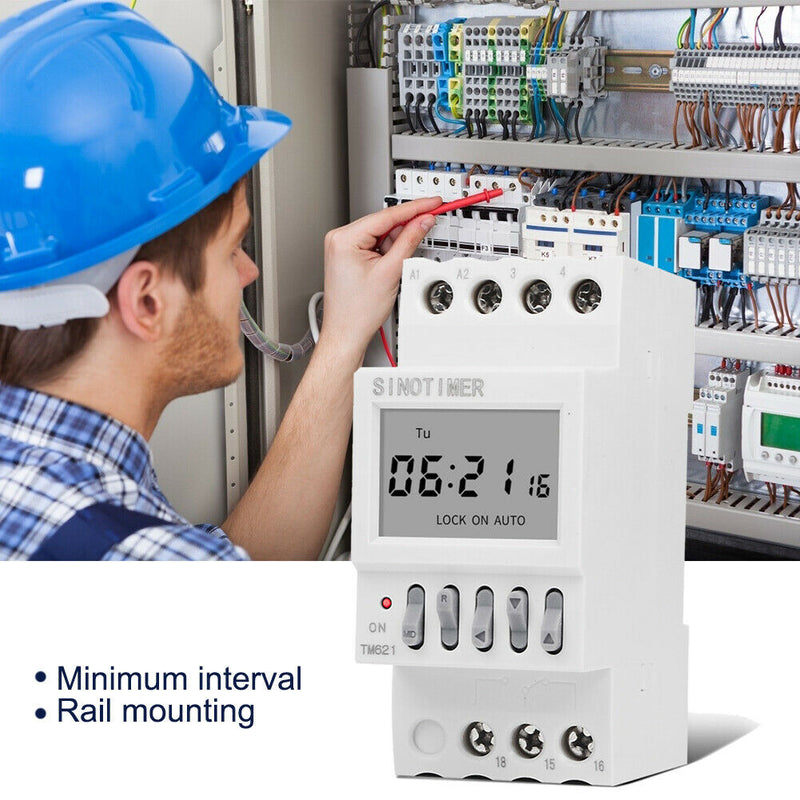 TM621 LCD Display Time Digital Timer Switch DIN Rail Weekly Programmable Power