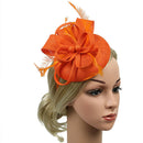 Race Wedding Feather Pillbox Hat Fascinator Derby Party Headband Clip Orange