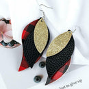 Women Leaf Teardrop Leather Earrings Ear Stud Hook Drop Dangle Jewelry Gift