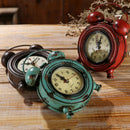 Industrial Retro Round Wall Clock Table Clock Home Decoration Ornament Brown
