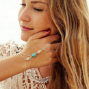 Women's Punk Chunky Slave Chain Link Hand Harness Finger Ring Bangle Bracelet