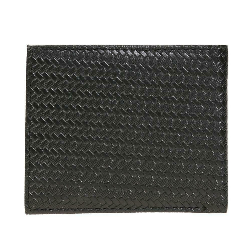 Men PU Leather Zipper Coin Wallets Bifold Woven Pattern Short Purse Bag