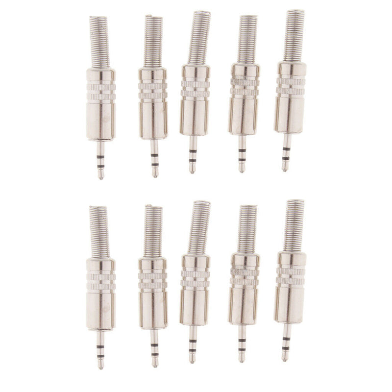 10x Replacement 2.5mm Stereo TRS Male Plug Audio Jack Connector