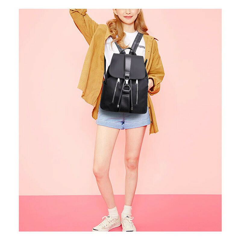 Fashion Waterproof Oxford PU Leather Backpack Girls School Bag Shoulder Bag G8N9