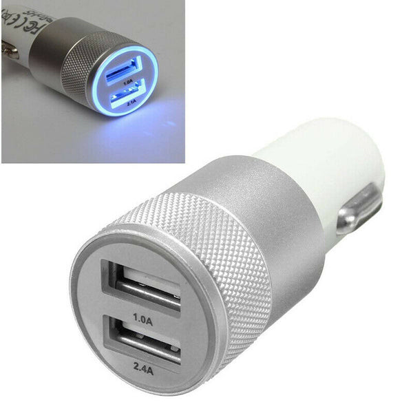 12-24V 3.1A Car LED Double USB Charger Adapter For iPhone6s 6 5s iPod Silve B9E1