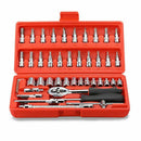 46pcs 1/4-Inch Socket Set Car Repair Tool Ratchet Torque Wrench Combo Tools