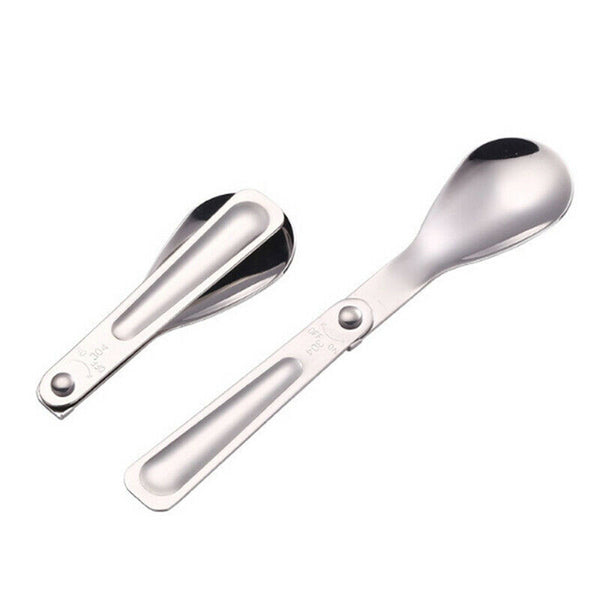 Camping hiking cookout picnic foldable spork stainless steel spoon fashio@